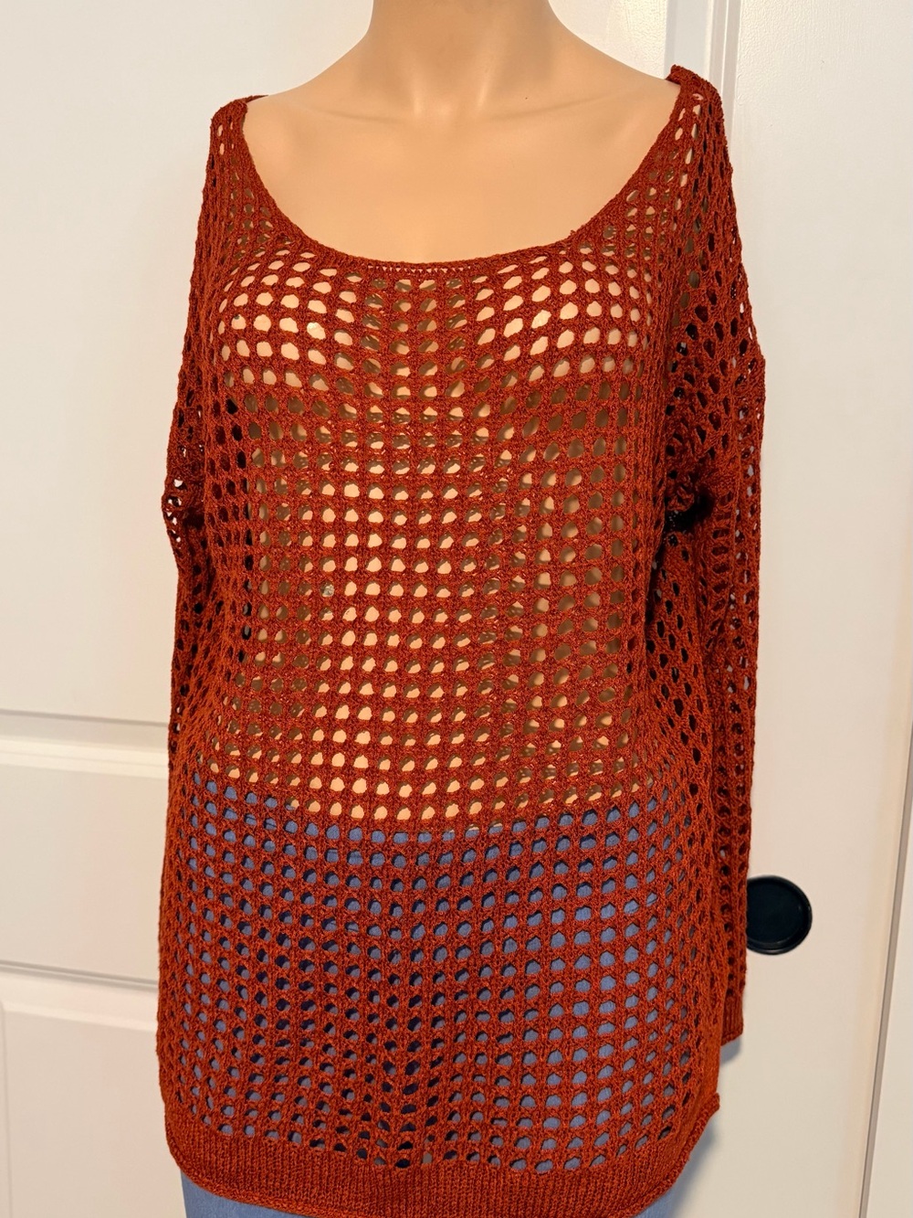 Open-Knit Rust Orange Women’s Sweater